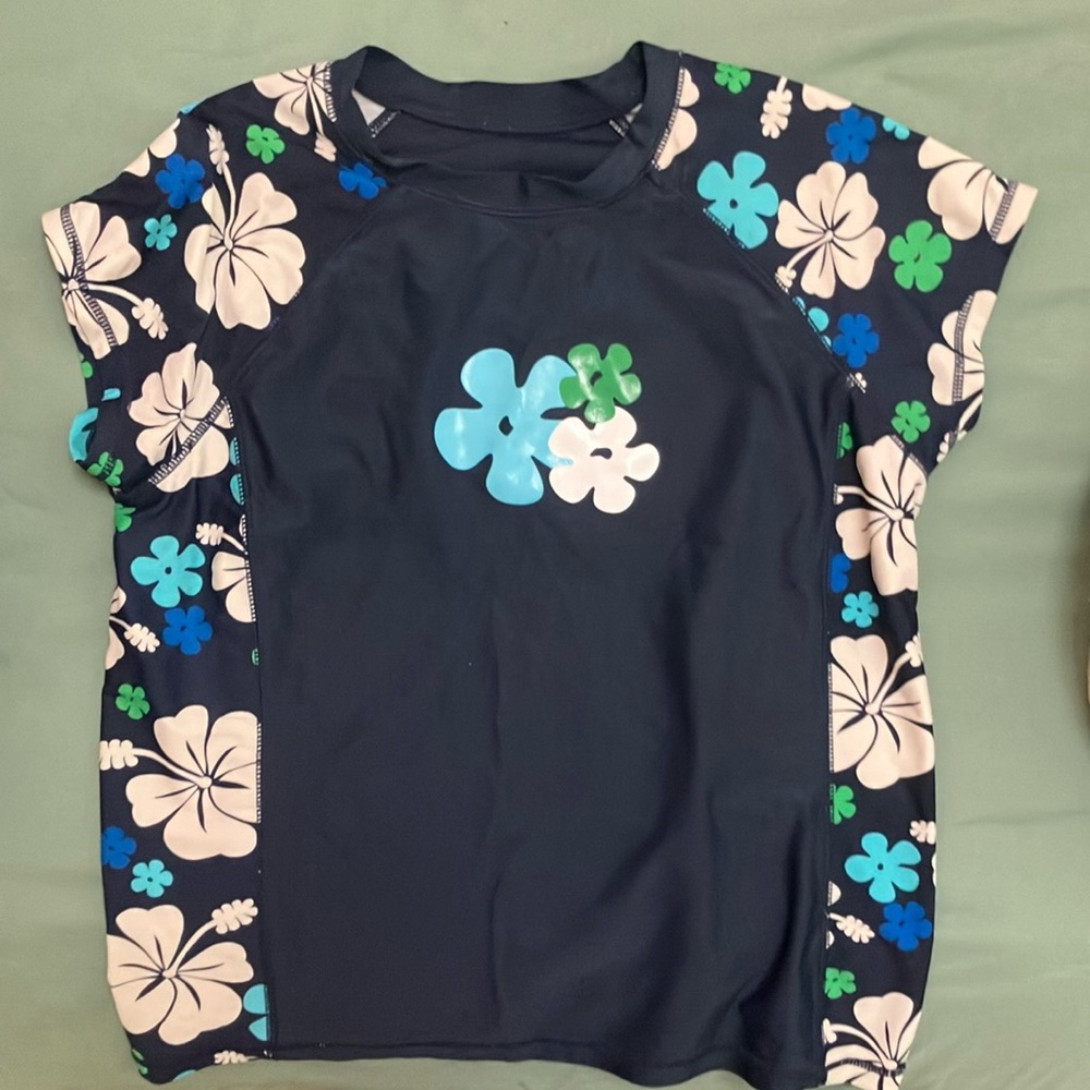 O'Neill Blue Rashguard Swim Shirt with Floral Design